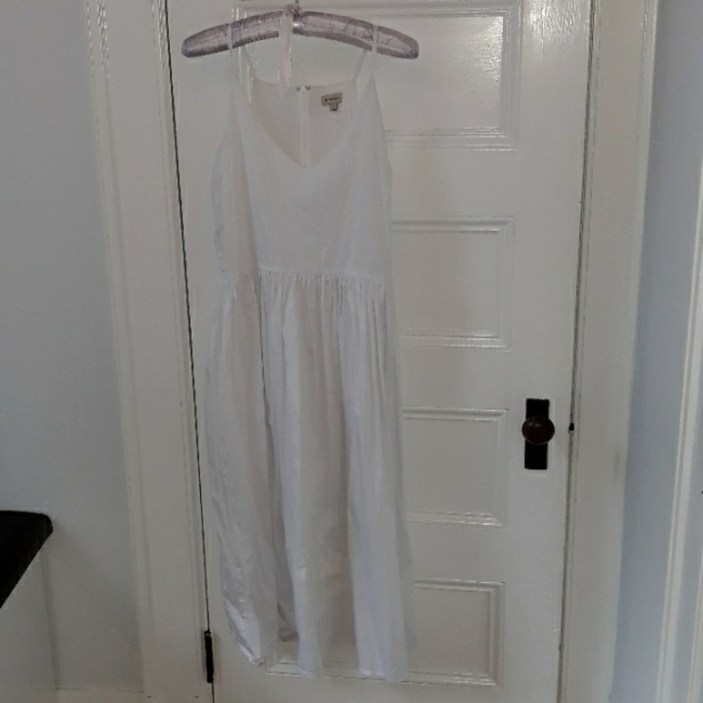white cotton blend sun dress 10 12 L